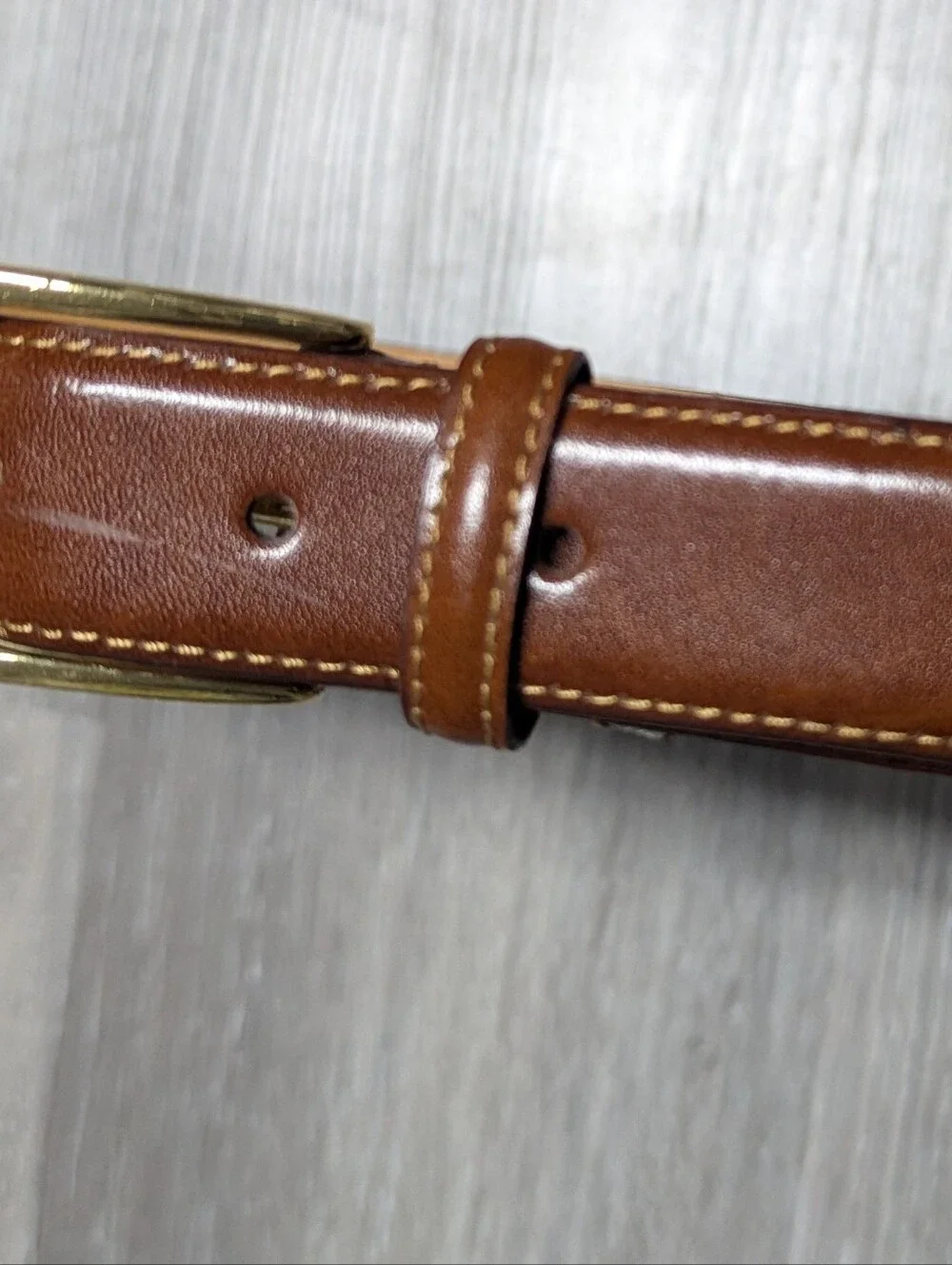 Trafalgar Mens Leather Belt Size 36 Brown Gold Buckle